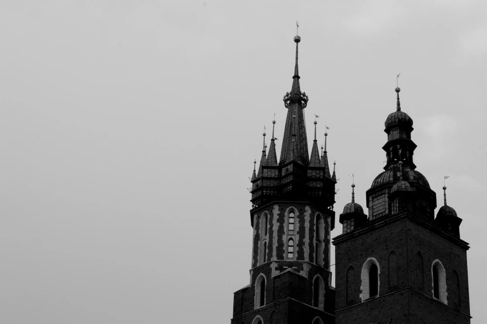 Photo of the top of a cathedral in Krakow, Poland.